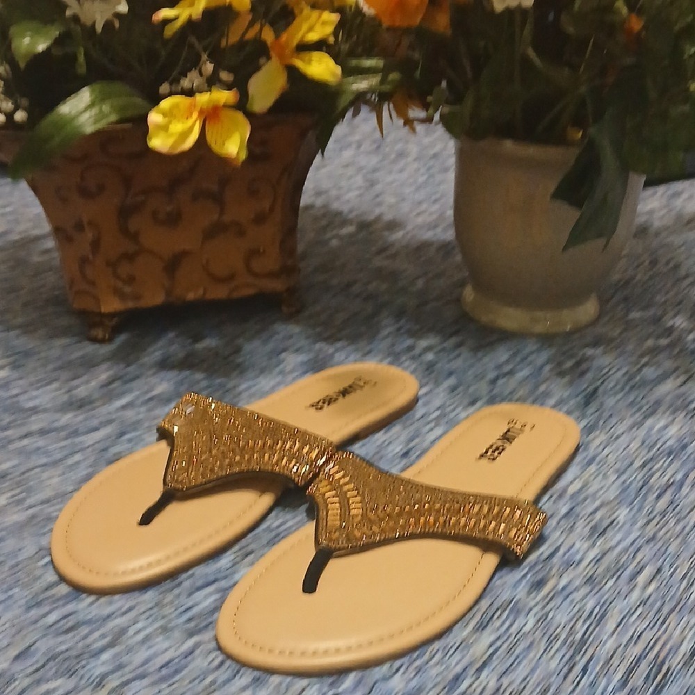 Elegant Gold and Tan Women's Sandals